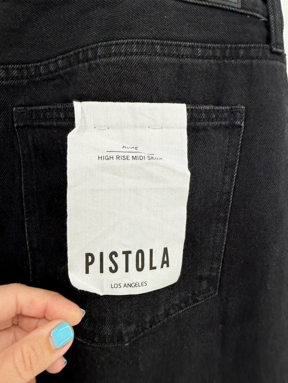 Anthropologie Pistola Alice Black Denim Underground Skirt‎ size 32 NWT